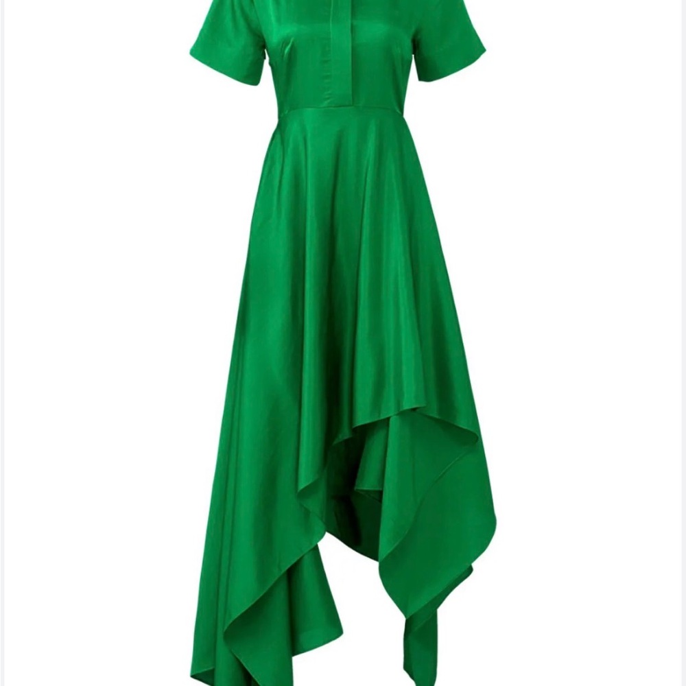 Solace London Green Asymmetrical High-Low Dress